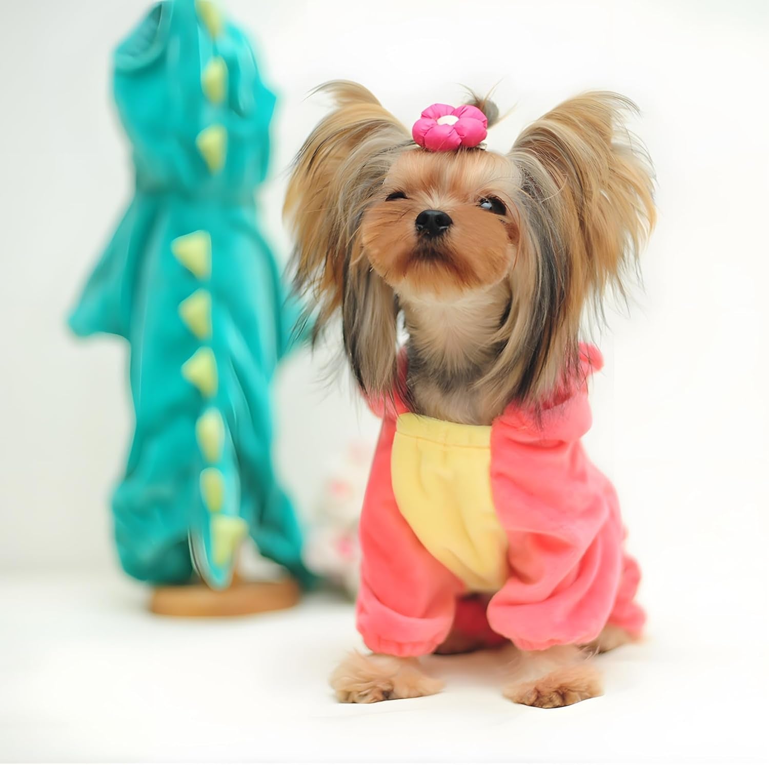 Dinosaur Dog Halloween Costume Pet Dino Hoodie for Small & Medium Dogs(Pink,2Xl)