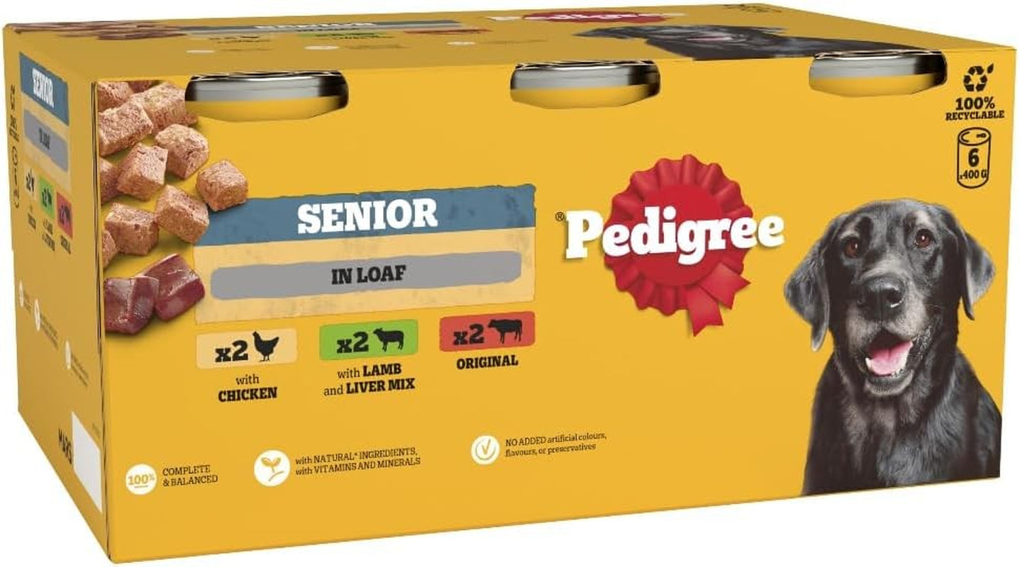 Pedigree - Wet Dog Food - for Senior Dogs - Mixed Selection in Loaf - 6 X 400 G