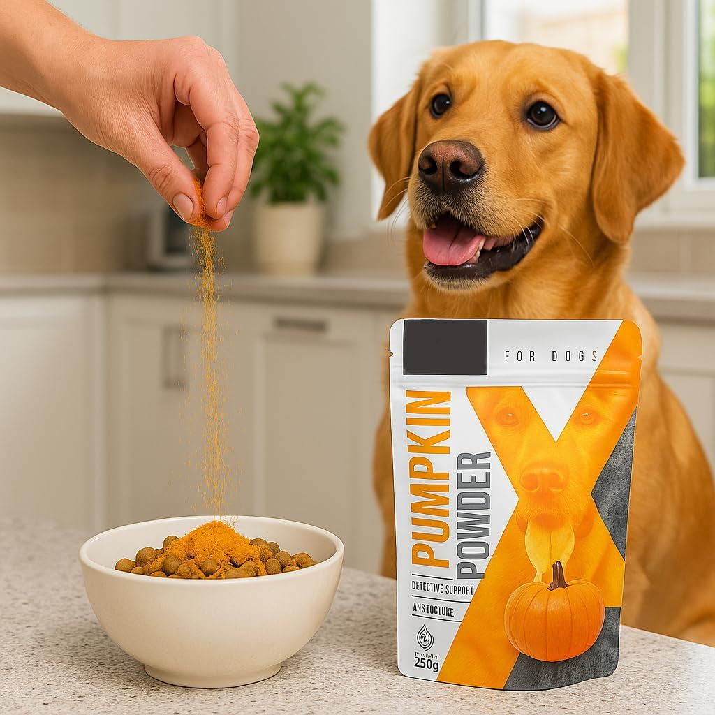 Pumpkin X by – 100% Pure Pumpkin Powder for Dogs 250G | Natural Digestive Supplement & High Fibre Topper | Firm Stools, Gut Health, Anal Gland Support, Make into Puree