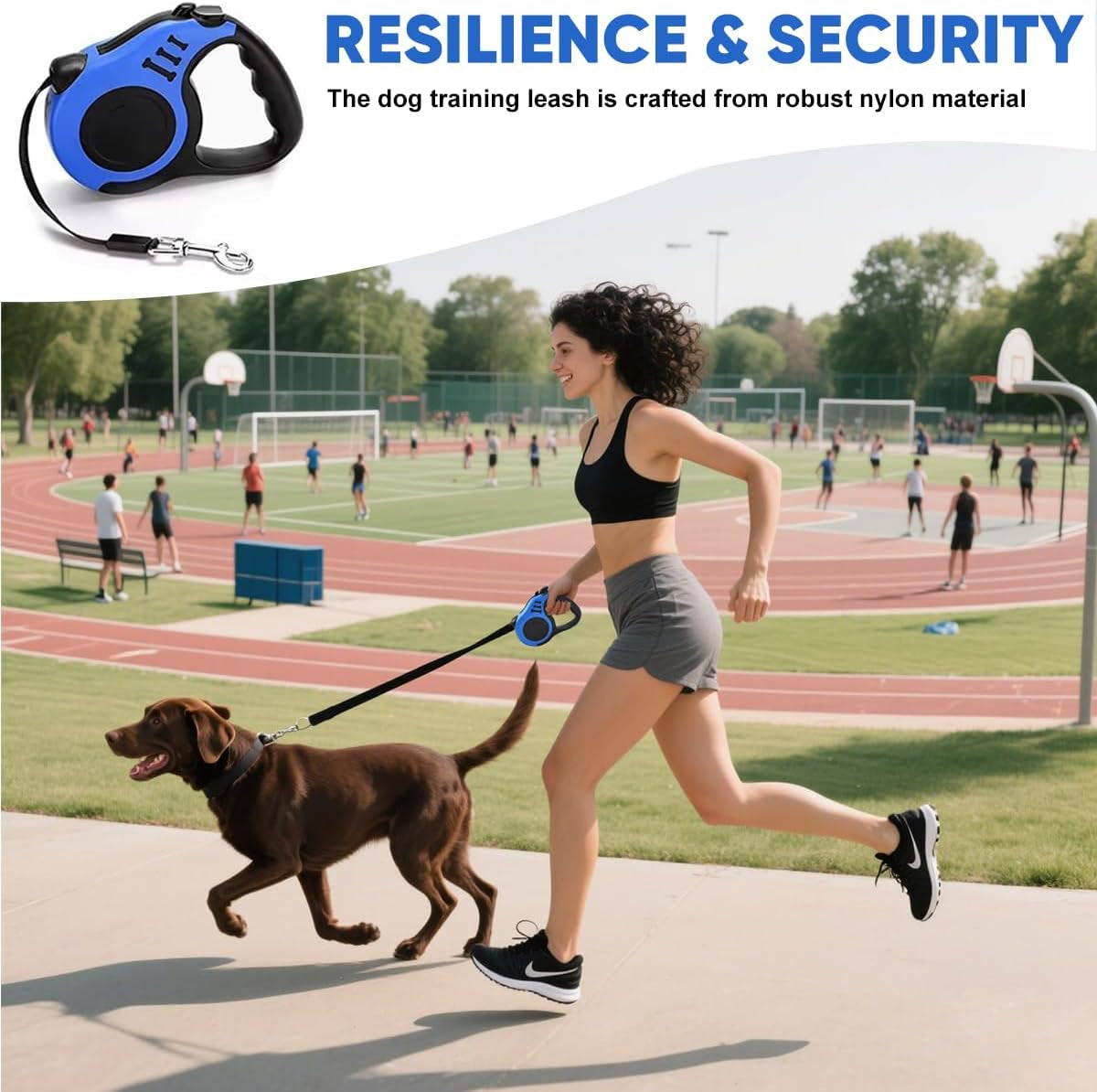 Automatic Retractable Dog Leash 16.5 Ft, anti Slip Handle, Durable Nylon with One-Button Control, Great for Outdoor Walks or Travel with Small and Medium Pets,Blue