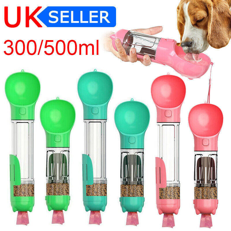 Pet Dog Water Bottle Travel Portable Drinking Water Dispenser with Poo Bags UK