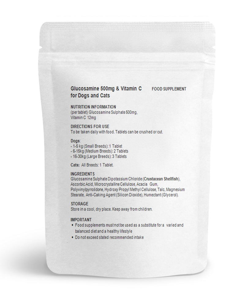 Pets Health - 60 Tablets - Glucosamine & Vitamin C Complex, Mobility Support, UK