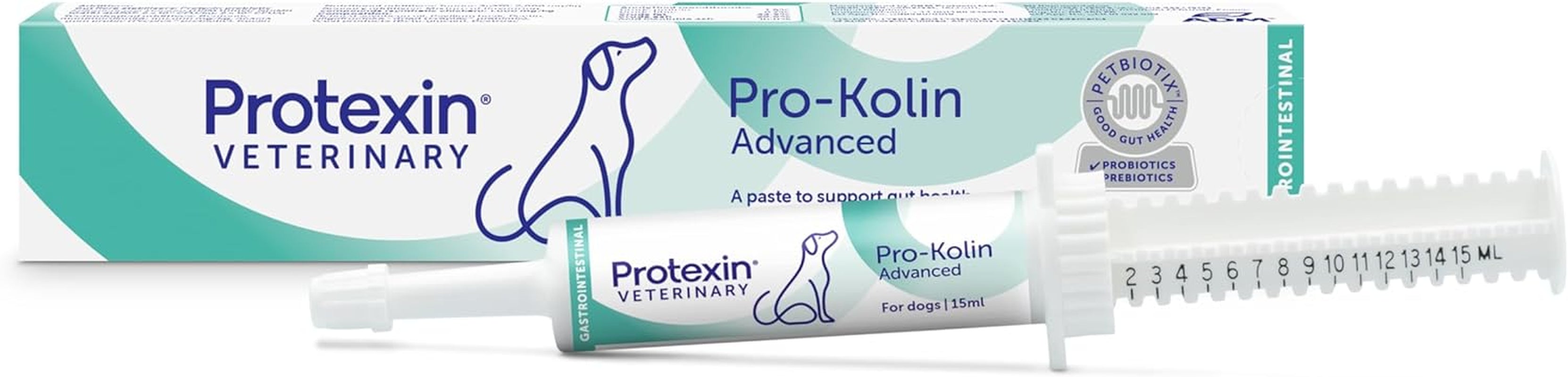 Veterinary Pro-Kolin Advanced Gut Health Paste for Dogs to Firm up Poop, Prebiotic and Probiotic Formula, Meat-Free Liver Flavour, 15Ml