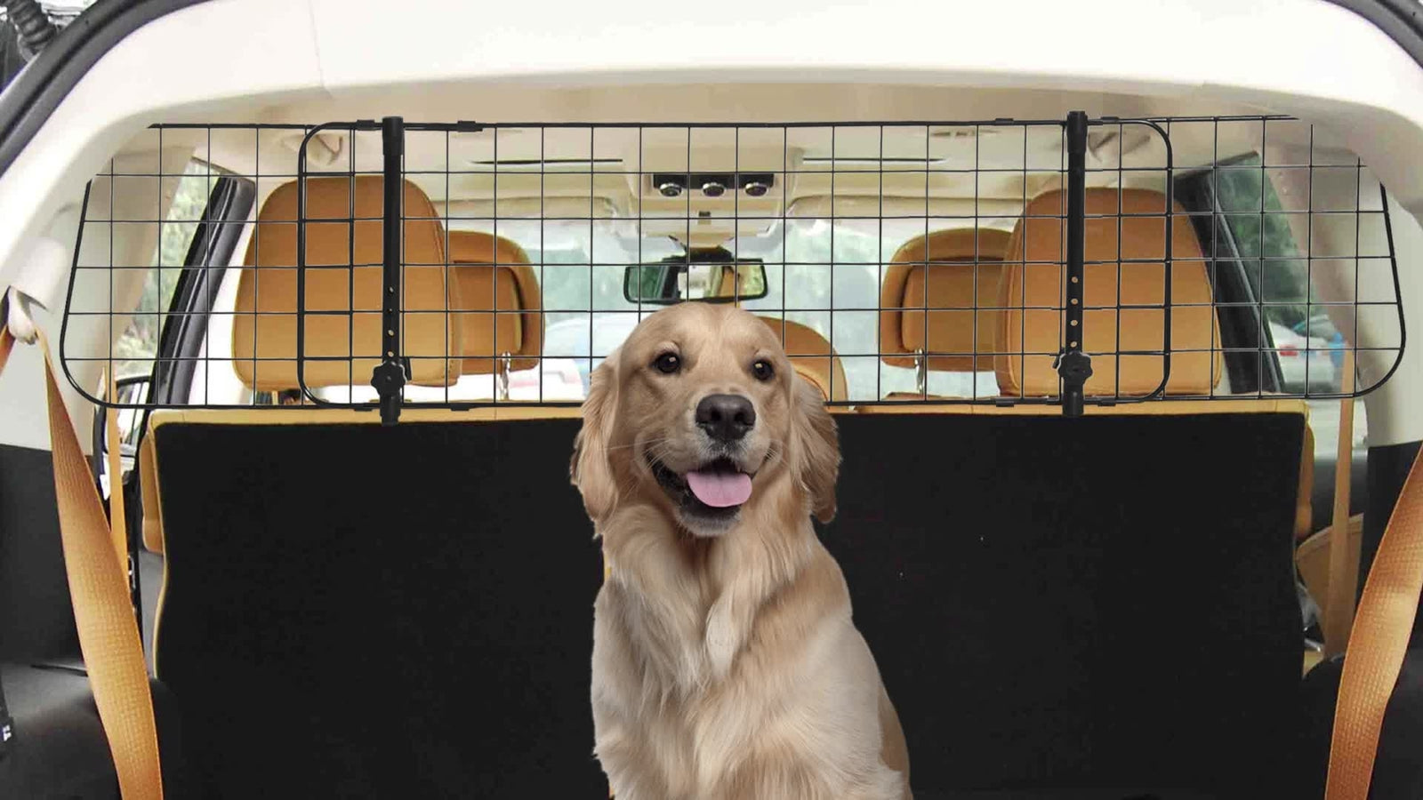 Pawhut Heavy Duty Pet Dog Car Barrier Adjustable Ventilated Mesh Wire Guard