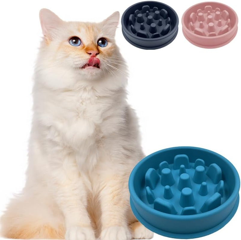 Silicone Slow Feeder Dog Cat Bowl, Interactive Puzzle Toy for Food Training, Blue Color, Prevents Overeating, Keeps Pets Busy, Ideal for Dogs and Cats