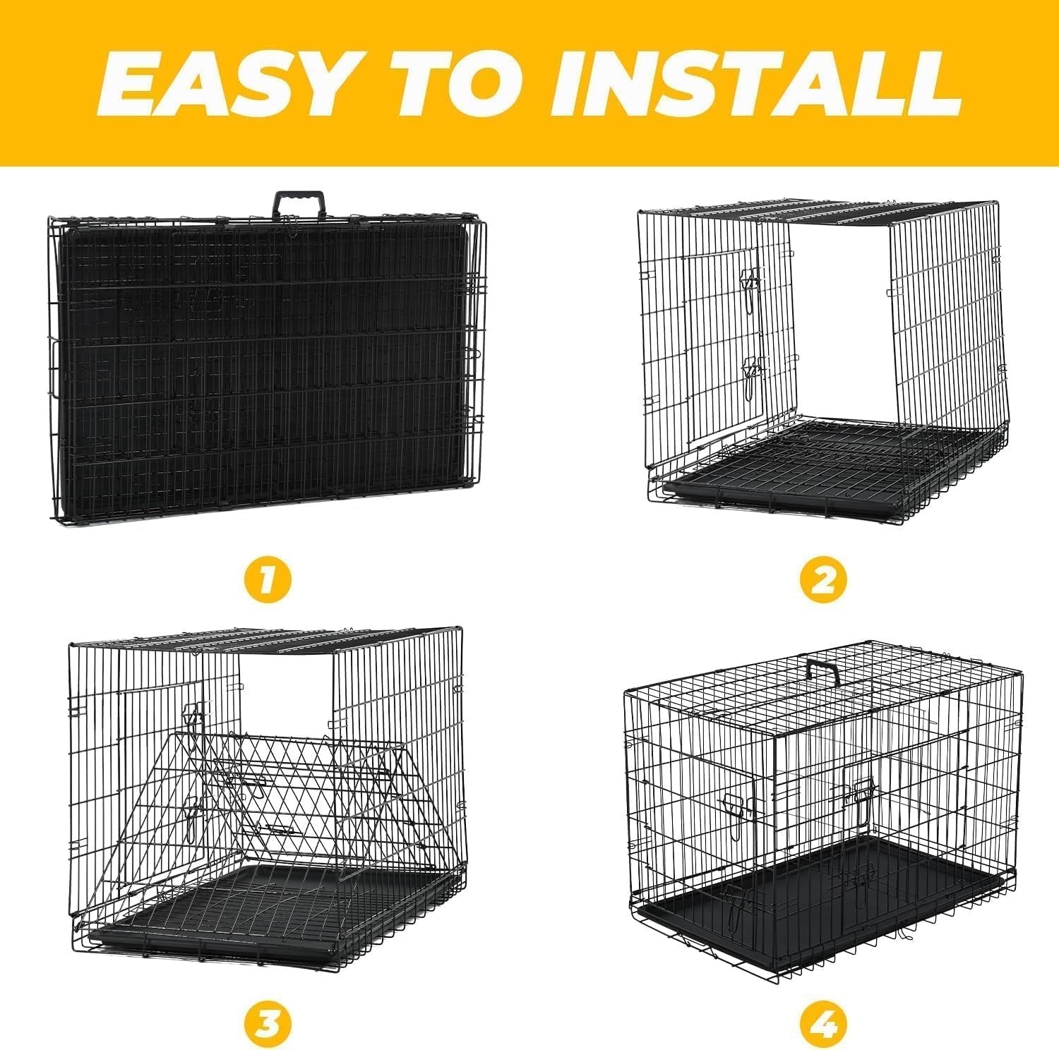 Dog Cage Pet Puppy Metal Training Crate Carrier Black S M L XL XXL SIZES