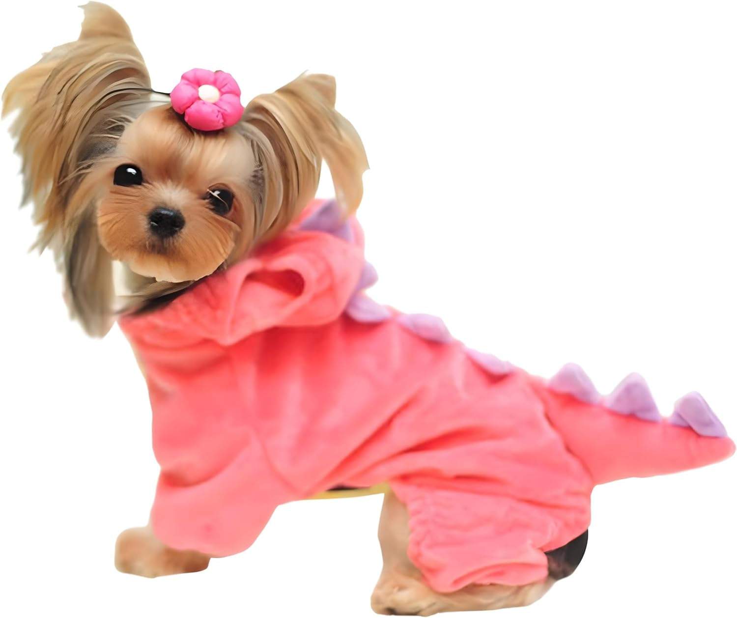 Dinosaur Dog Halloween Costume Pet Dino Hoodie for Small & Medium Dogs(Pink,2Xl)