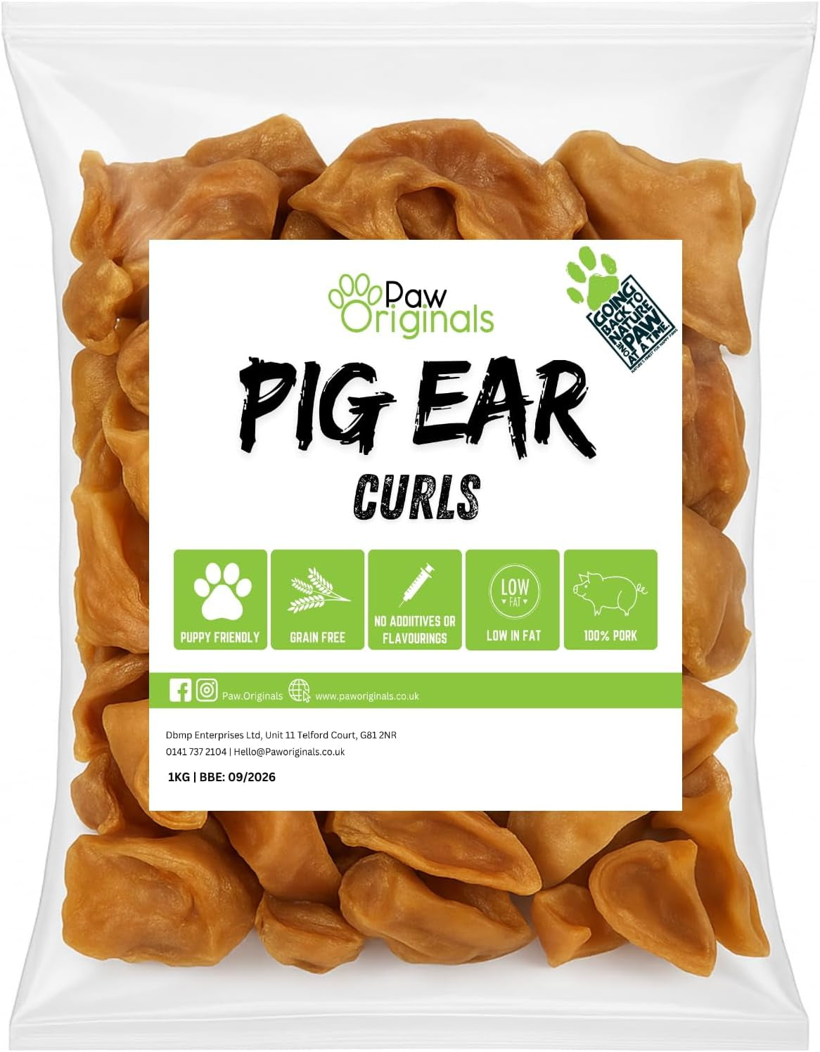 1KG Pigs Ear Pork Curl Strips for Dogs | Delicious Tasting Air Dried | Healthy Treat Chew | Helps Keep Teeth Clean & Gums Healthy | Grain, Gluten Free