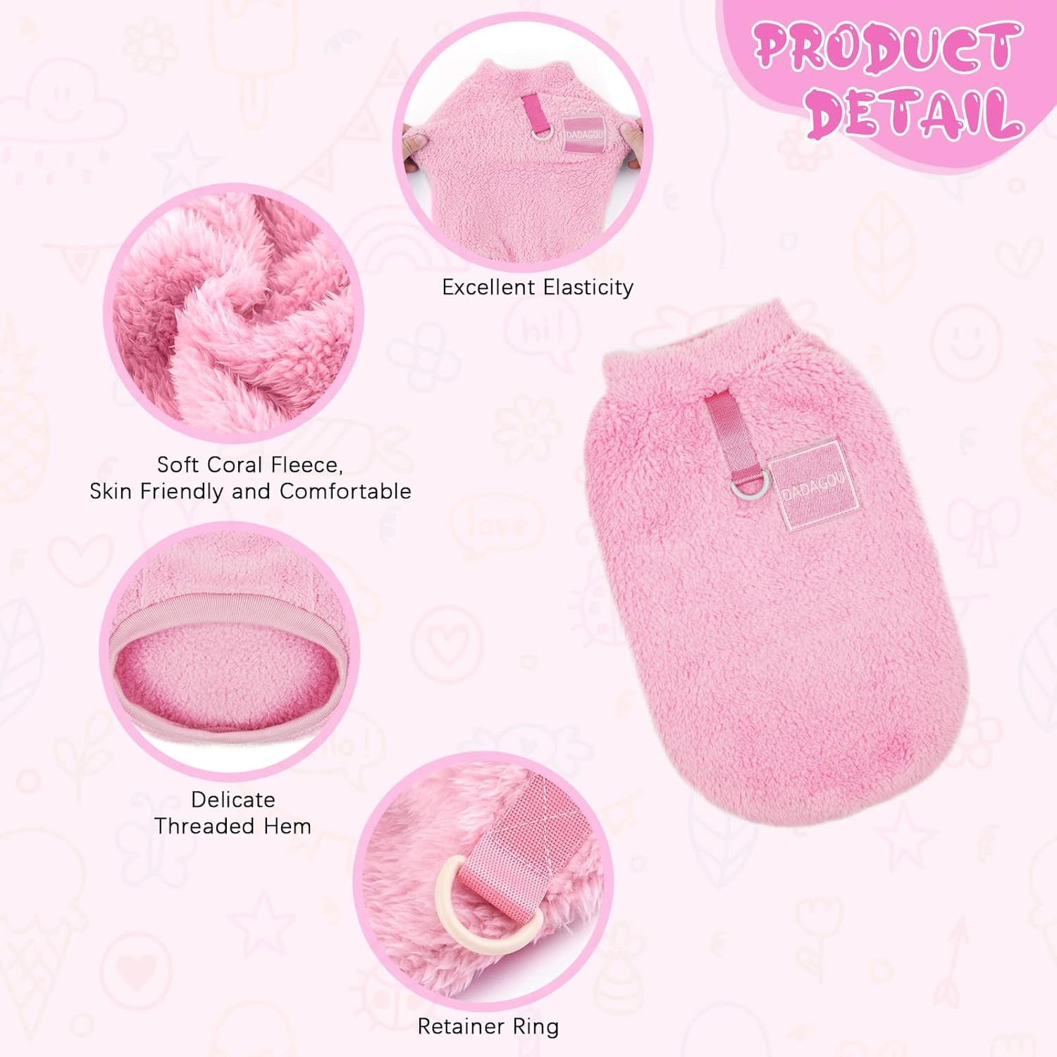 Dog Sweater, Fashion Pet Winter Clothes Socks Set, Soft Warm Dog Cat Jumper, Fleece Chihuahua Sweatshirt Pet Paw Protector, Pets Winter Supplies for Puppy Small Medium Large Dogs (Pink, L)