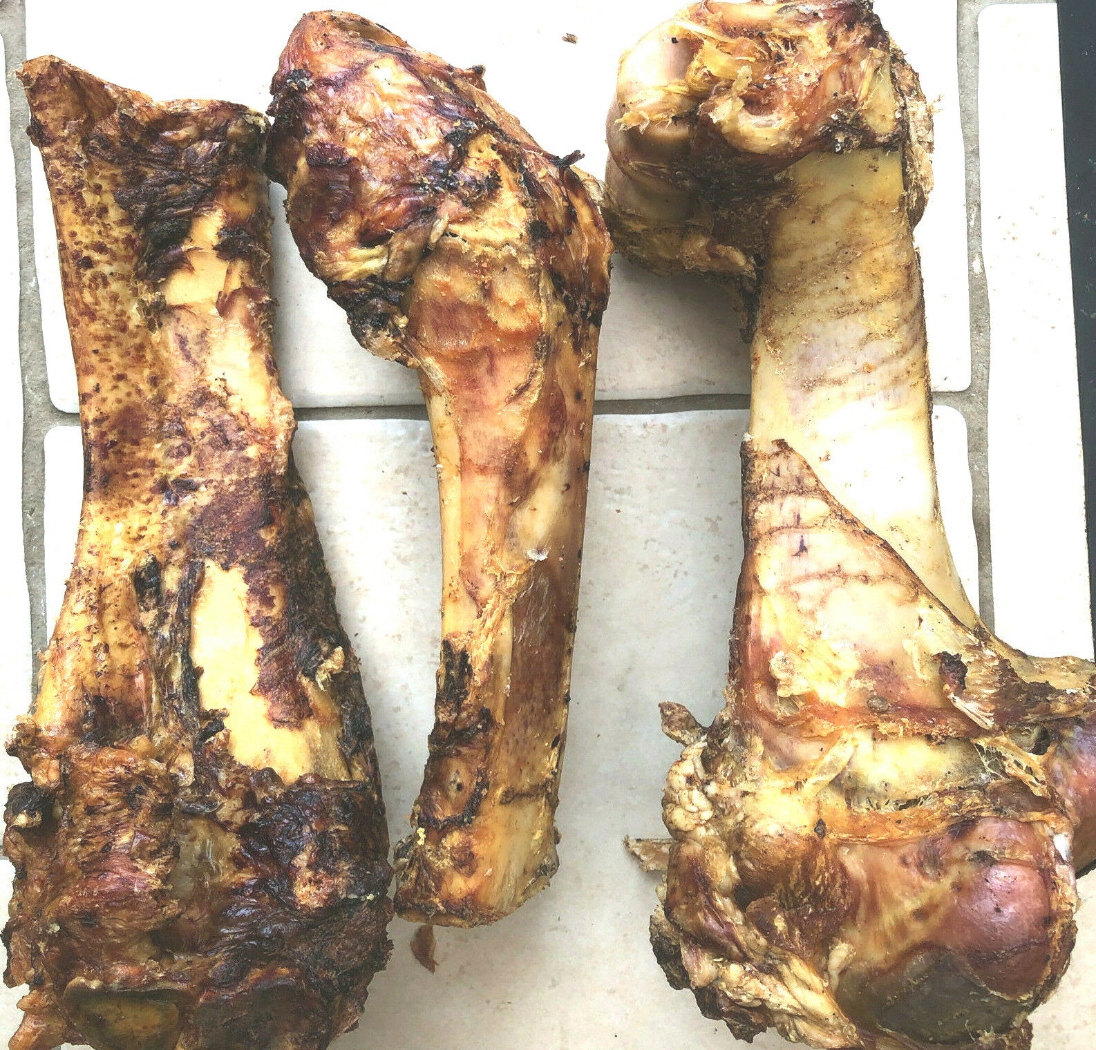 ROASTED WHOLE BONES : 2, 3 or 10 Large Roast Dog Treat Bp Dinosaur Postmans Legs