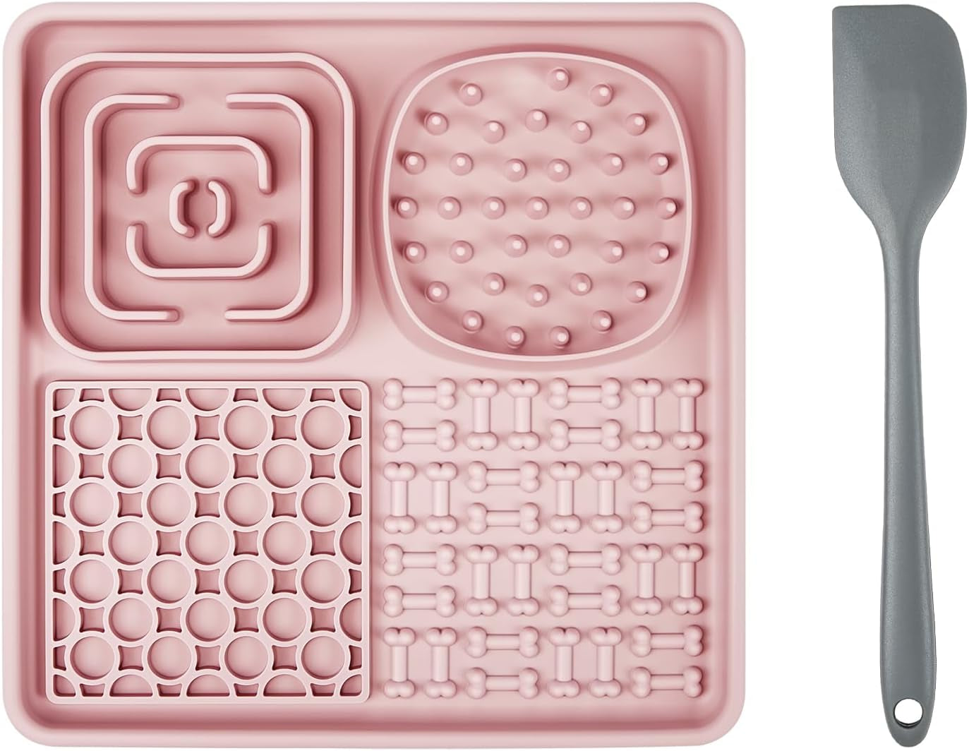 Generic Pet Licking Mat, 8In Dog Slow Food Placemat with Scraper, Anti-Slip Design, Relieves Boredom & Anxiety, Suitable for Dry & Wet Food