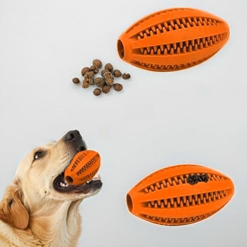 1Pc Dog Treat Toy Ball Interactive Food Chew Rubber Teeth Cleaning Elastic Force Rugby Shape Blue Orange Green