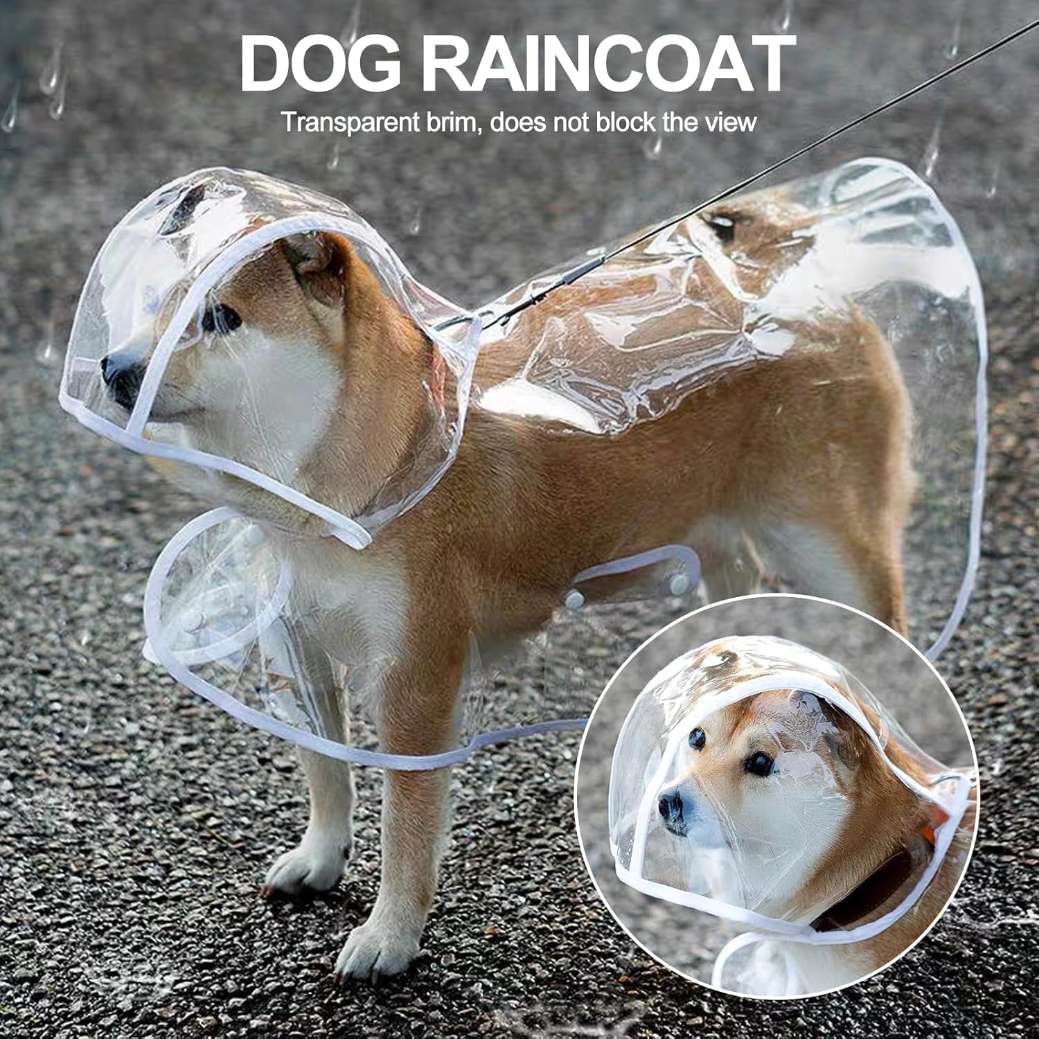 Waterproof Dog Raincoat – Adjustable Transparent Poncho with Hood – Lightweight & Portable Pet Rain Gear for Small to Medium Dogs