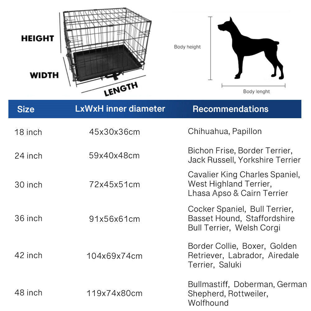 Dog Cage Pet Puppy Metal Training Crate Carrier Black S M L XL XXL SIZES