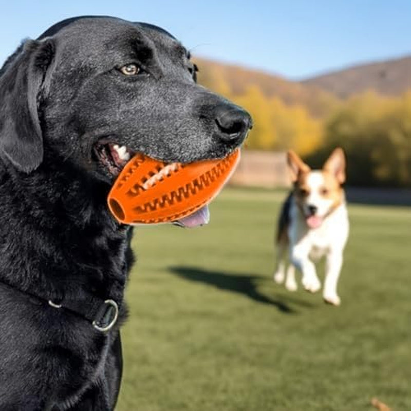 1Pc Dog Treat Toy Ball Interactive Food Chew Rubber Teeth Cleaning Elastic Force Rugby Shape Blue Orange Green