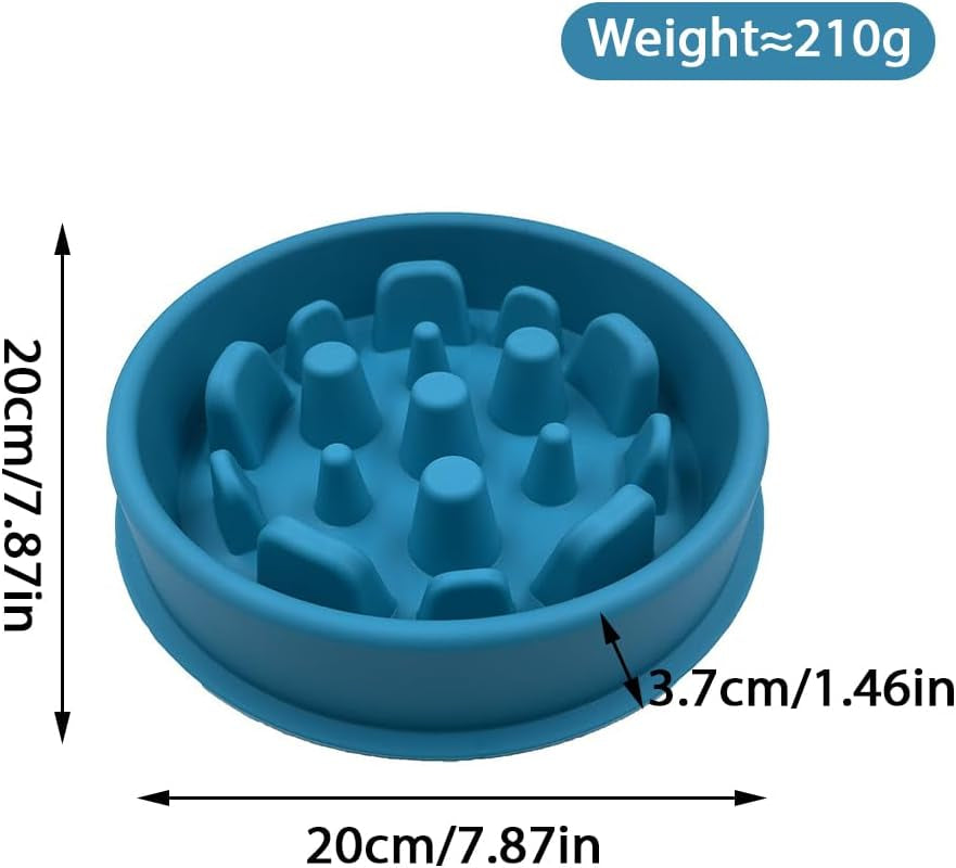 Silicone Slow Feeder Dog Cat Bowl, Interactive Puzzle Toy for Food Training, Blue Color, Prevents Overeating, Keeps Pets Busy, Ideal for Dogs and Cats