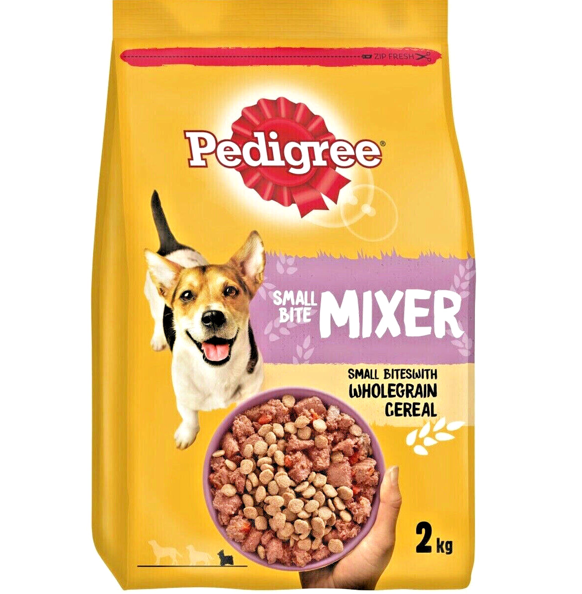 2KG PEDIGREE SMALL BITE MIXER X1 X2, X6 : Wholegrain Dry Dog Kibble Pet Food Mix