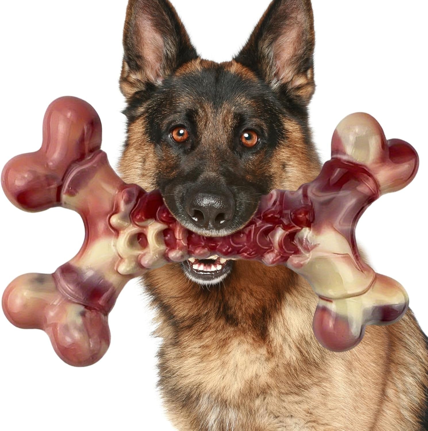 Dog Toys for Aggressive Chewers,Indestructible Dog Toy,Dog Chew Toys,Durable Chew Toy,Rice Bone Shape,Beef Flavor,Pork Belly Color