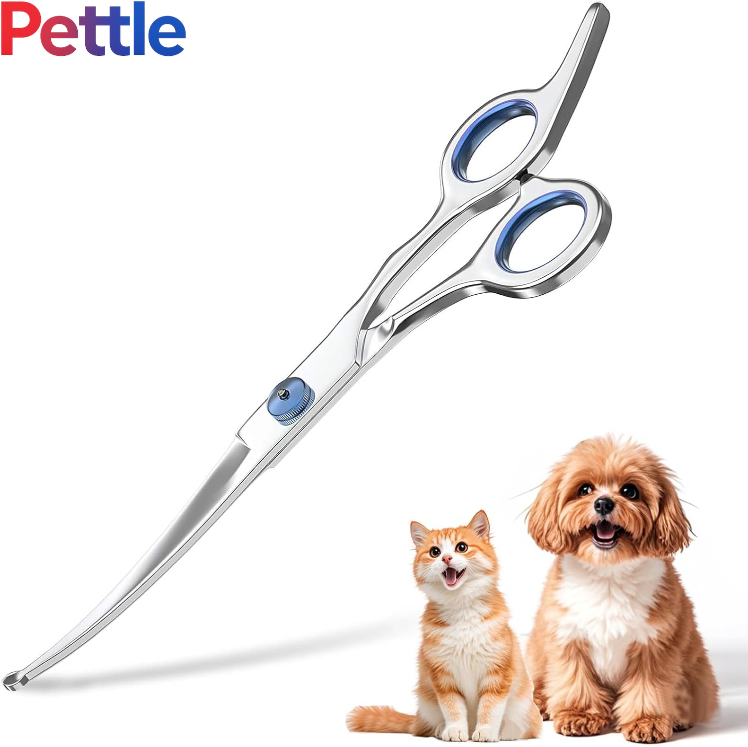 Grooming Scissors,  6.5" Curved  Safety round Tip