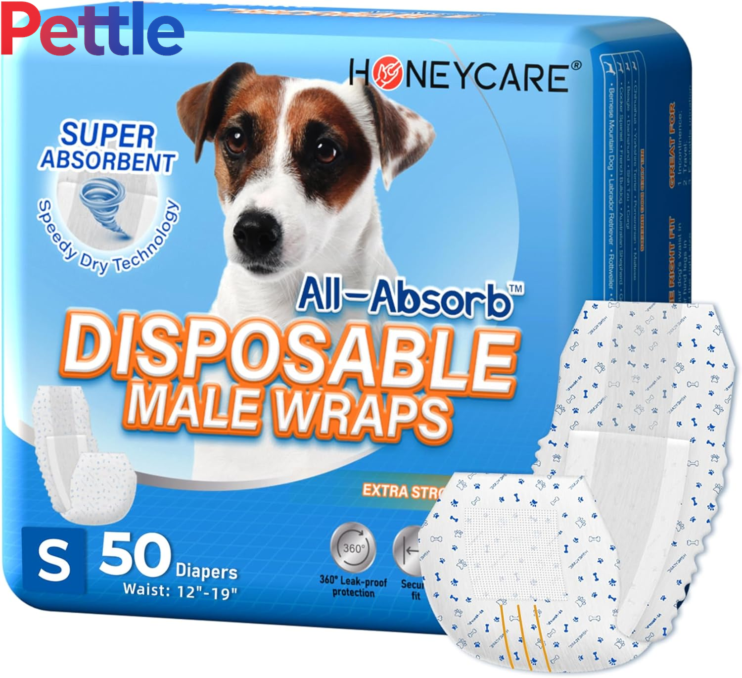 All-Absorb A26 Male Dog Wrap, 50 Count, Small