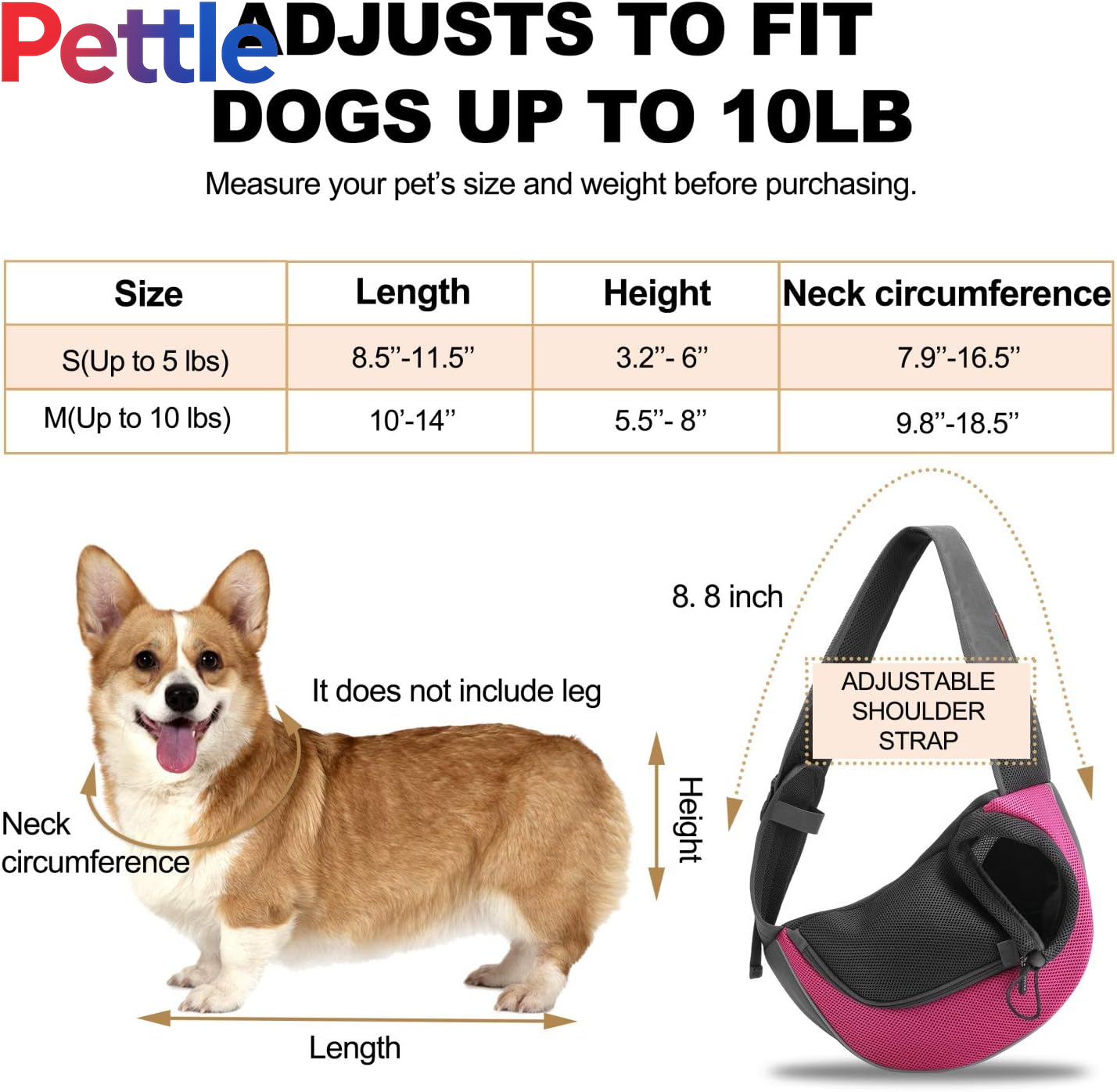 Pet Sling Carrier for Small Dogs Cats,Breathable Mesh Travelling Hand Free Puppy Backpack with Pouch and Adjustable Strap Carrier (M, Fuchsia)