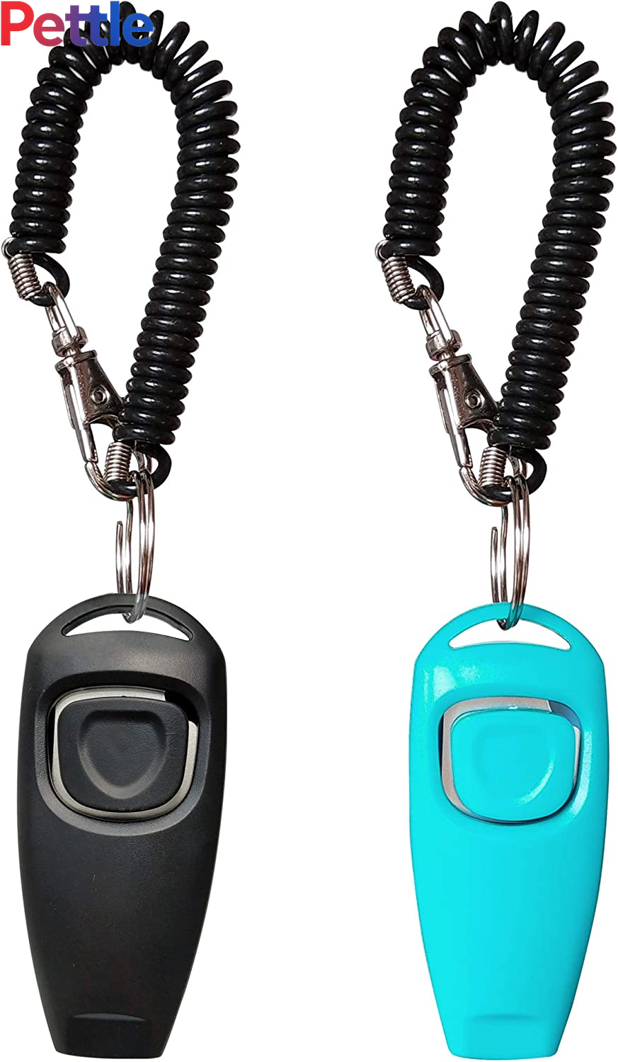 Newnewstar Pet Training Clicker Whistle with Wrist Strap - Dog Training Clickers (Black + Blue)