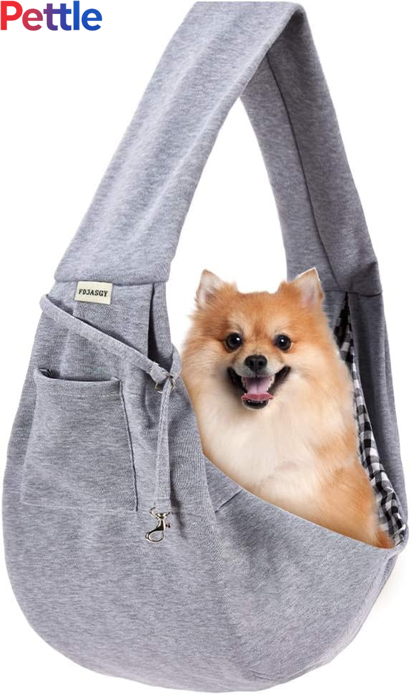 Small Pet Sling Carrier-Hands Free Reversible Pet Papoose Bag Tote Bag with a Pocket Safety Belt Dog Cat for Outdoor Travel (Charcoal Gray)