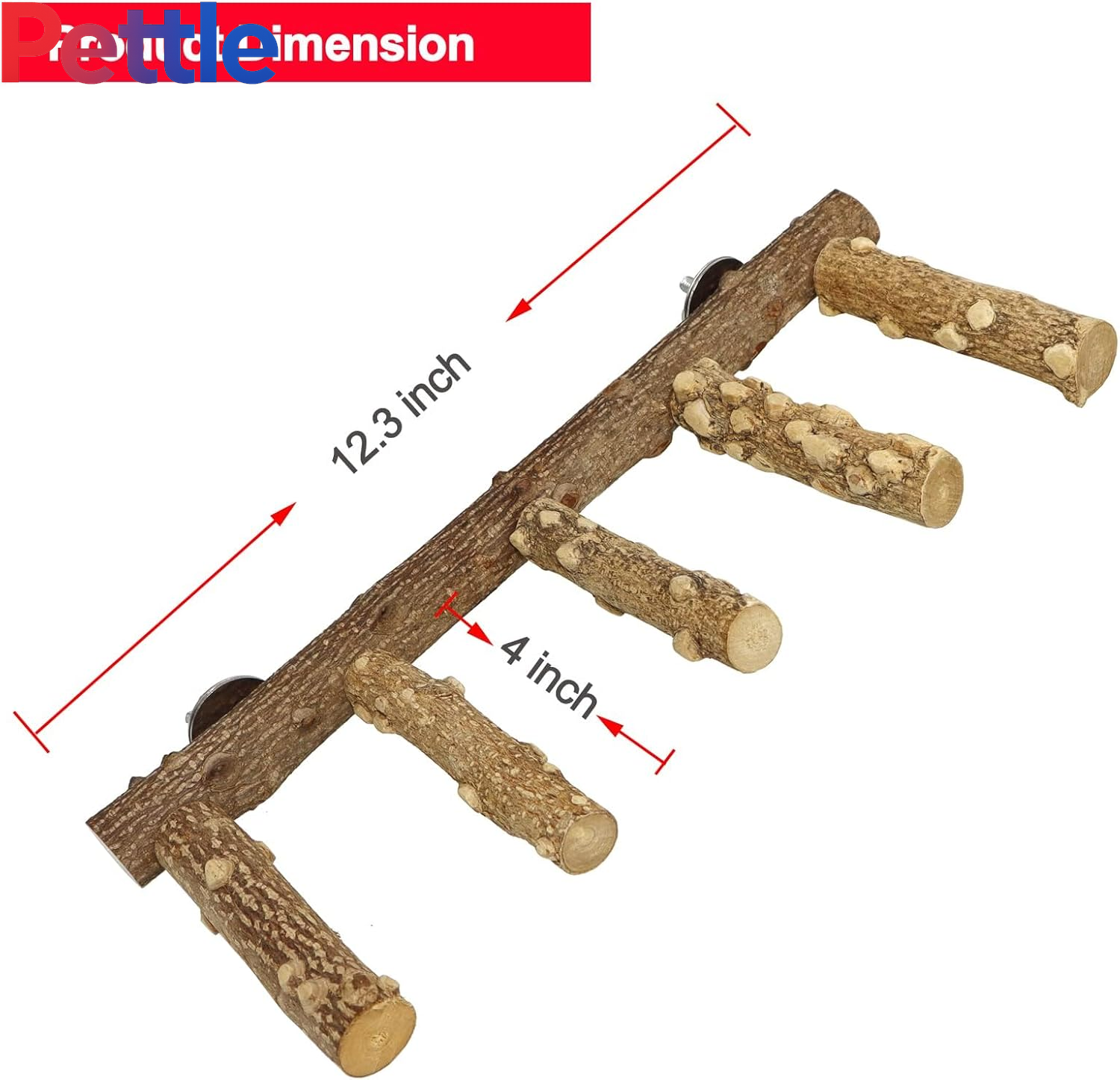 Bird Ladder Perch Cage Nature Wood Stand Parrot Chew Toy for Small Medium Parrot Animal (M)