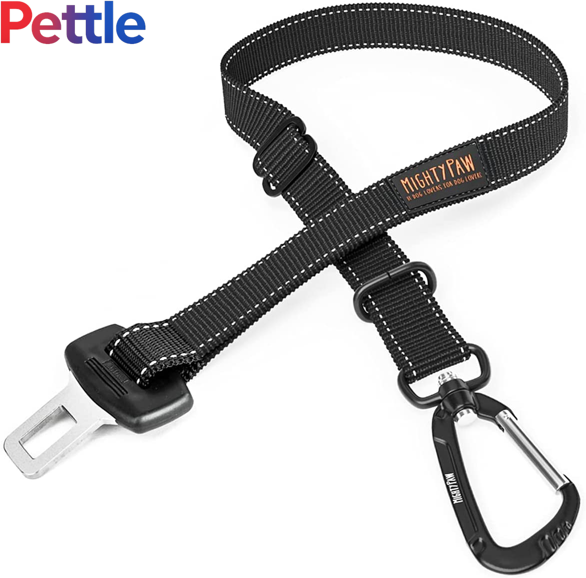 Dog Car Seat Belt | Universal Pet Safety Belt, Created with Human Seatbelt Material. All-Metal Hardware with Adjustable Length Strap. Exceeds Safety Standards. Keep Your Dog Secure (Black)