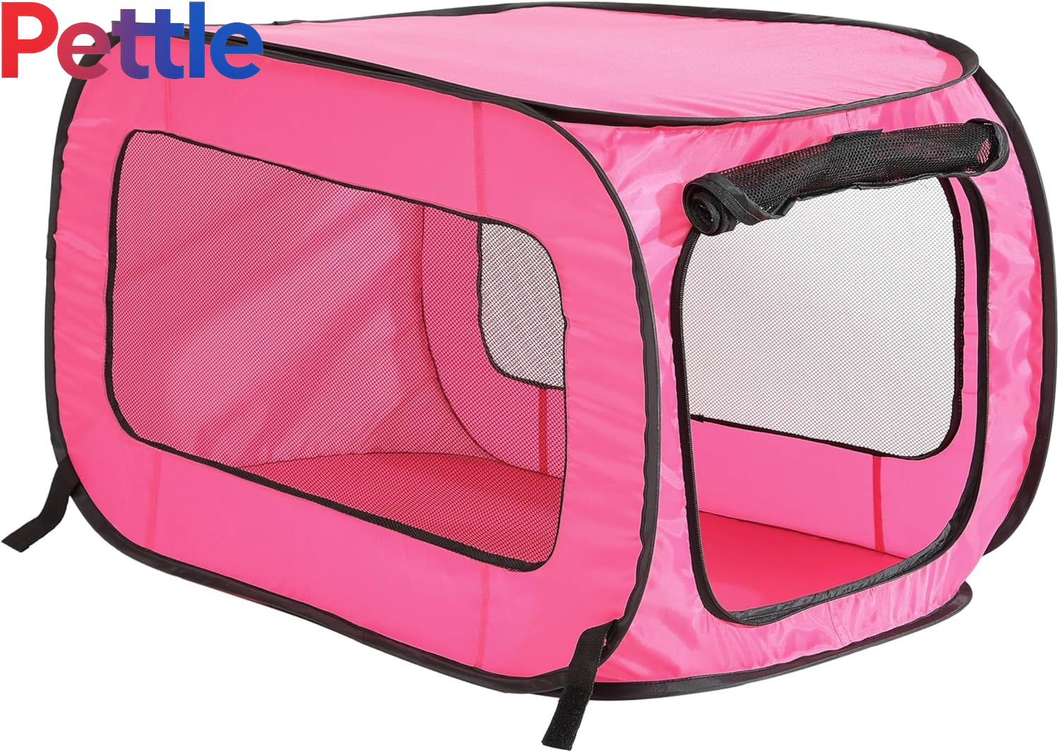 Portable, Collapsible, Pop up Kennel Travel Cat and Dog Crate, 32.5" L X 19.5" W X 19.5" H, Fuchsia