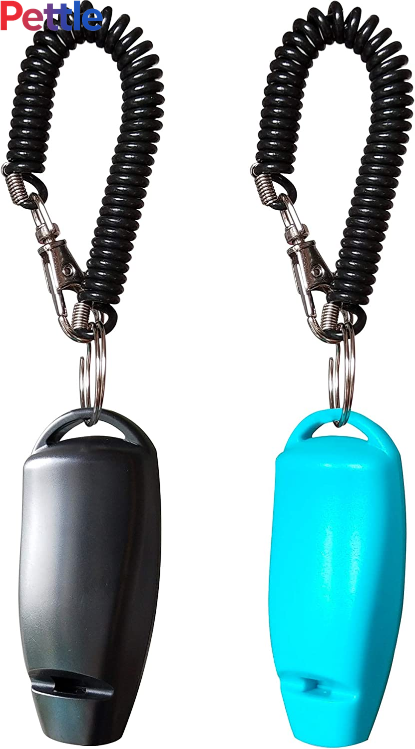 Newnewstar Pet Training Clicker Whistle with Wrist Strap - Dog Training Clickers (Black + Blue)