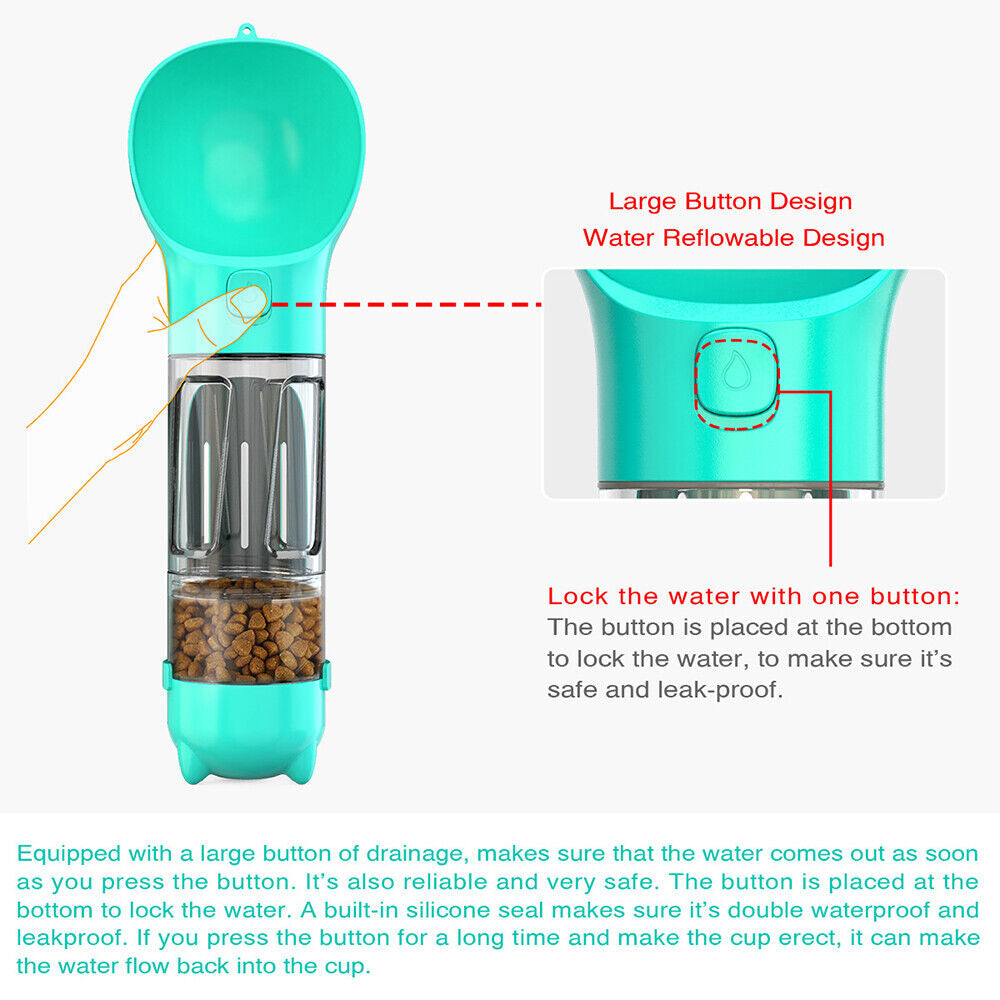 Pet Dog Water Bottle Travel Portable Drinking Water Dispenser with Poo Bags UK