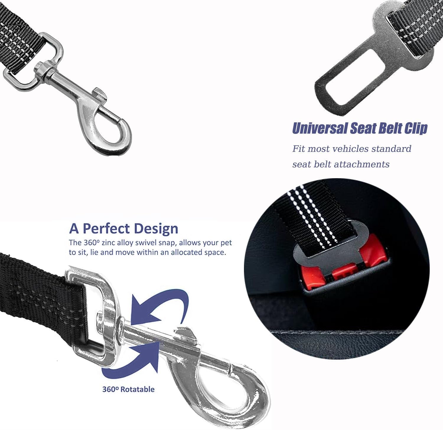 Dog Seat Belts for Cars Dogs Car Harness Pets Car Safety Belt Elastic Buckle Dog Cars Harness Adjustable Dog Seat Belt Nylon Pet Safety Belts for Dogs Cats and Pets (Pink)