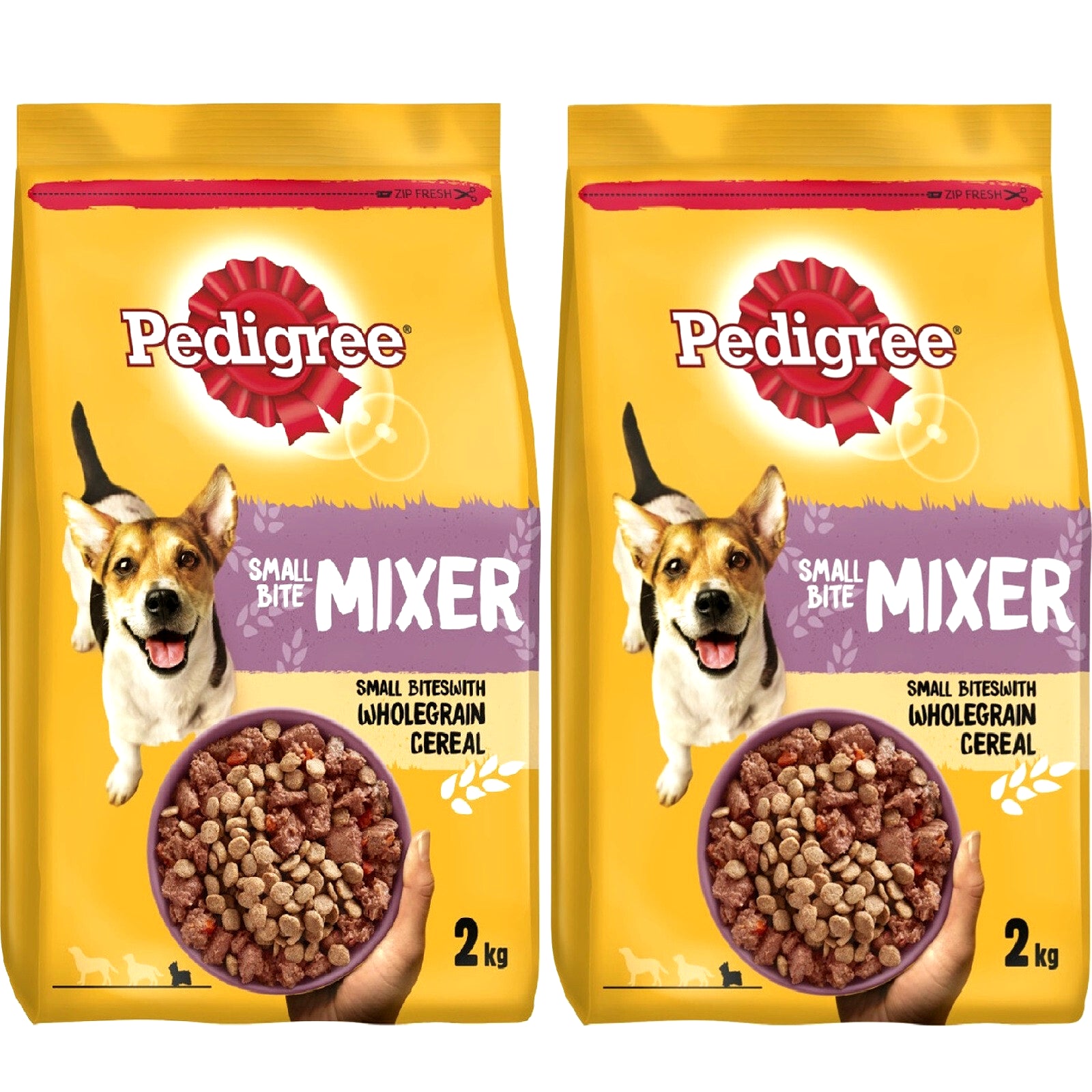 2KG PEDIGREE SMALL BITE MIXER X1 X2, X6 : Wholegrain Dry Dog Kibble Pet Food Mix