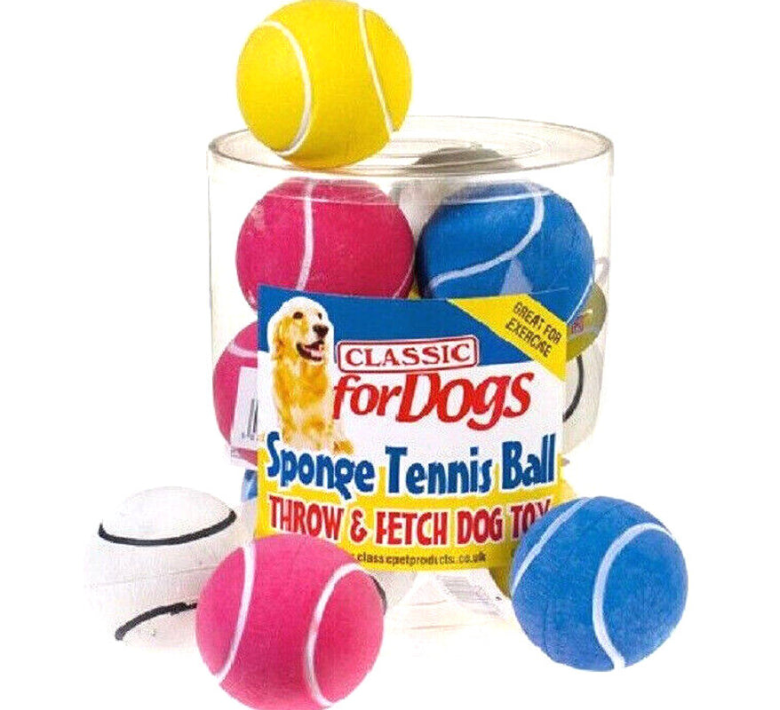 200MM CLASSIC SPONGE TENNIS BALL X2, X4 or X12 : Dog Rubber Throw Fetch Bp Balls