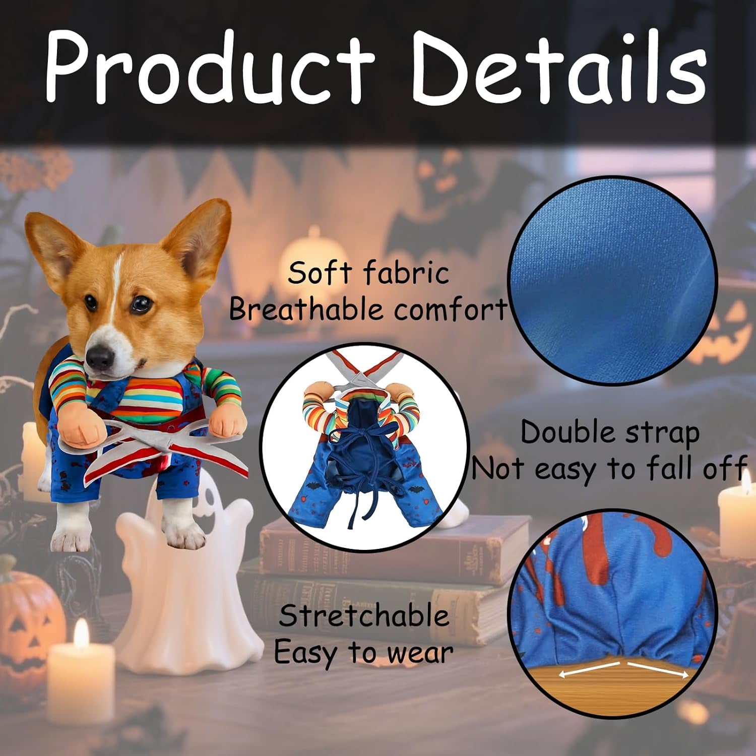 Dog Halloween Costume, Costumes for Dogs Whit Chest 37 Neck 31, Scissor Doll Dog Costume for Halloween Parties, Pet Costume Competition, Social Media Photo Shoot and Pet Fashion Shows