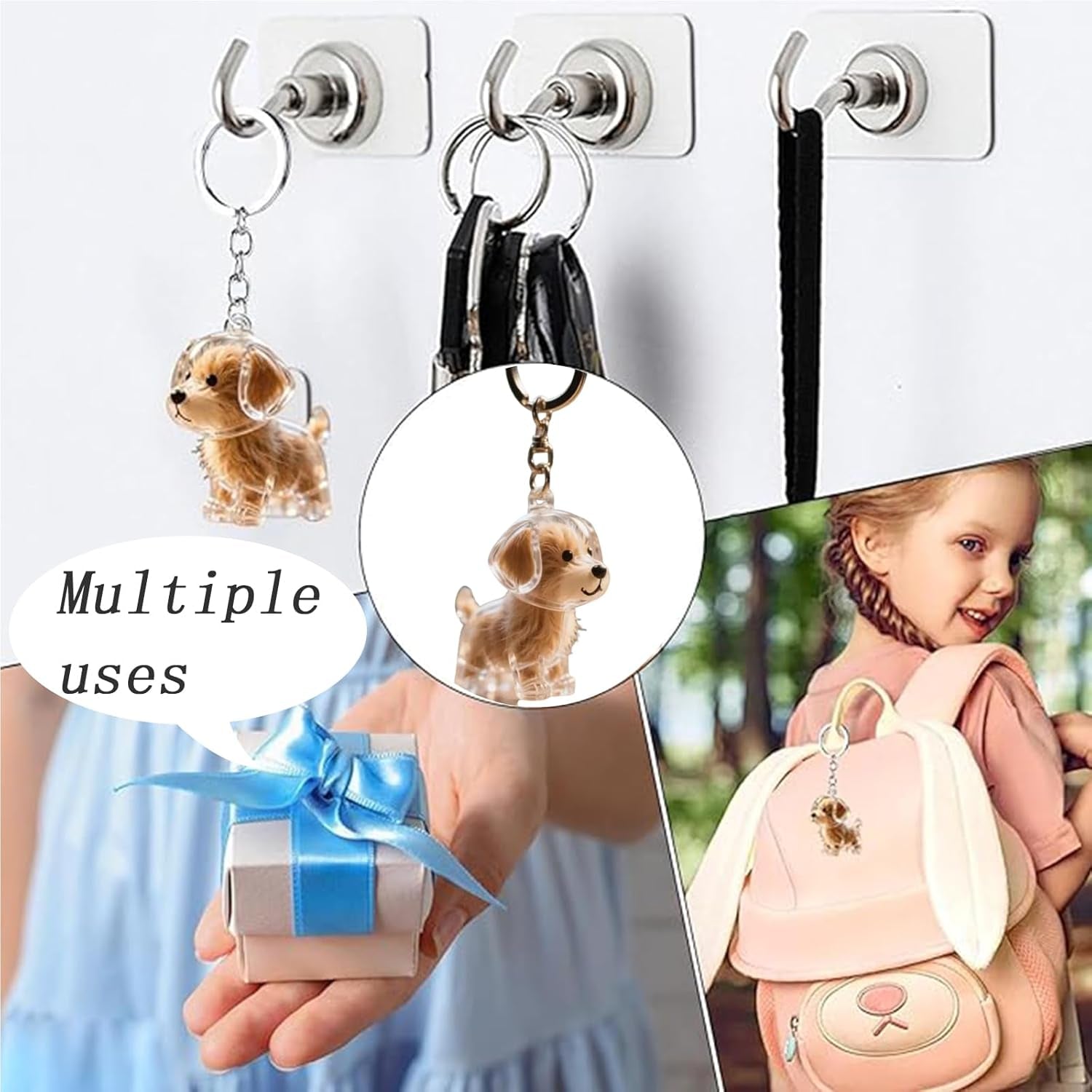 1Pcs Dog Keyring, Pet Hair Storage Keyring, Cat Hair Keepsake, Pet Hair Souvenir Capsule Pendant, Transparent Memorial Keychain for Pet Lovers, Portable Keepsake Holder