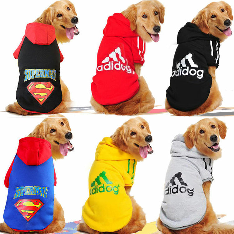 Pet Dog Clothes Winter Casual Adidog Warm Hoodie Coat Jacket Clothing XS~9XL UK