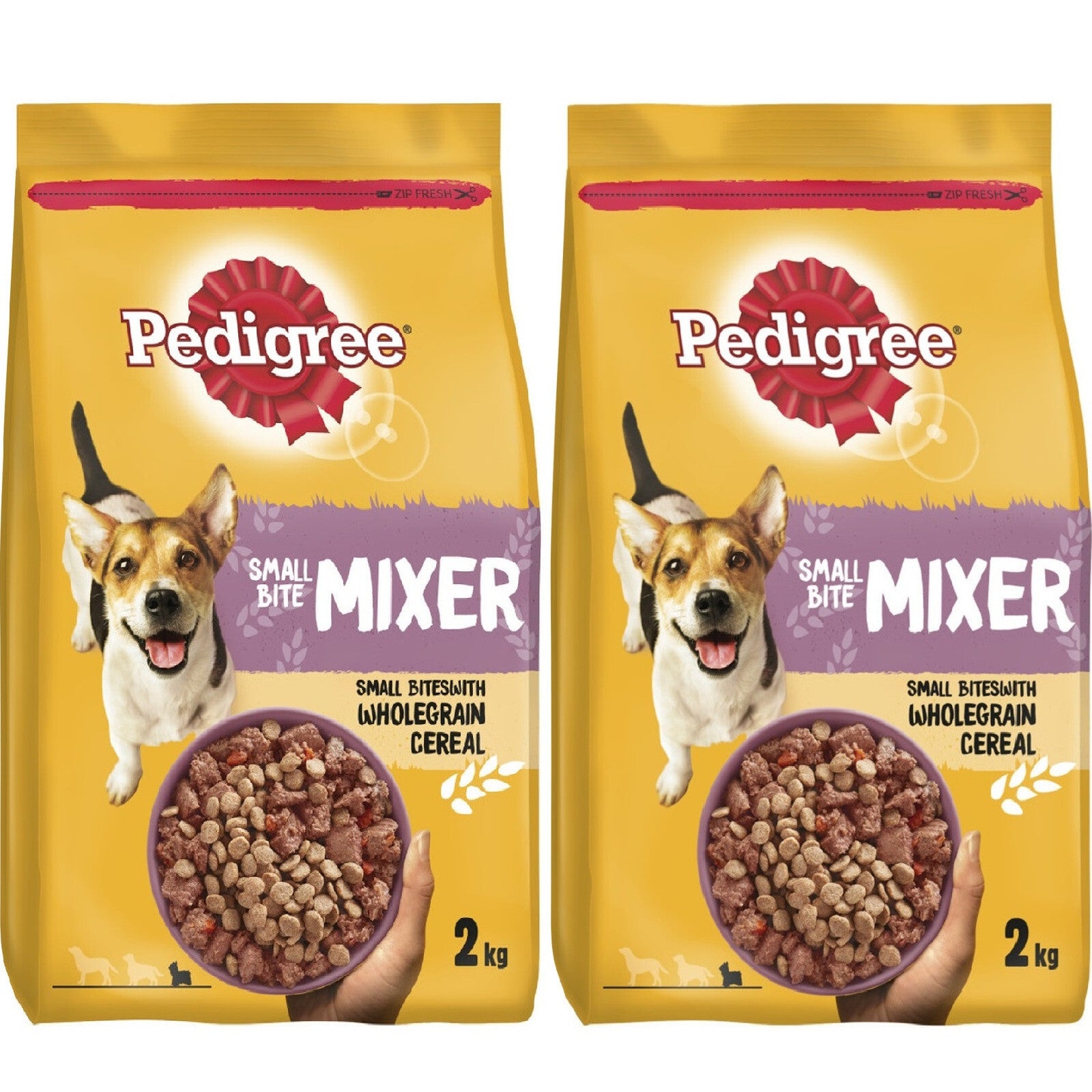 2KG PEDIGREE SMALL BITE MIXER X1 X2, X6 : Wholegrain Dry Dog Kibble Pet Food Mix