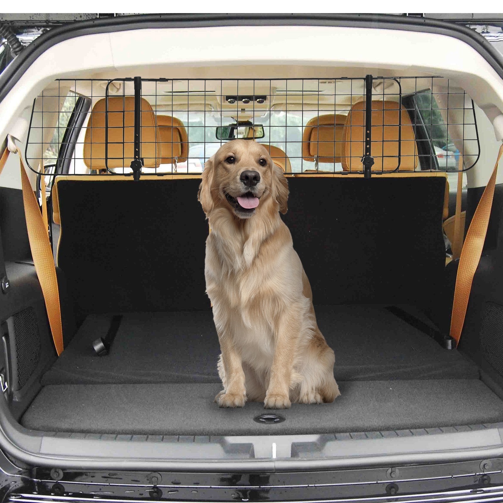 Pawhut Heavy Duty Pet Dog Car Barrier Adjustable Ventilated Mesh Wire Guard