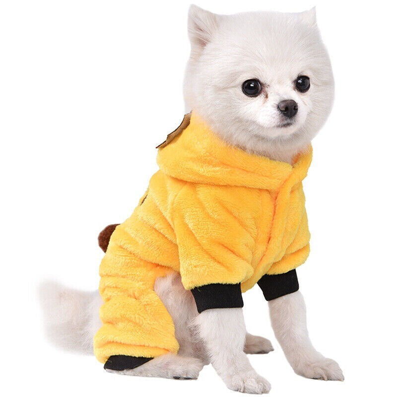 Pet Dog Soft Fleece Jumpsuit Small Dog Hoodies Puppy Warmer Coat Outfits Costume