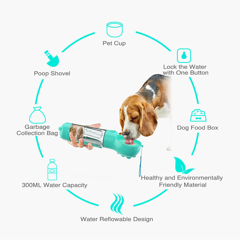 Pet Dog Water Bottle Travel Portable Drinking Water Dispenser with Poo Bags UK