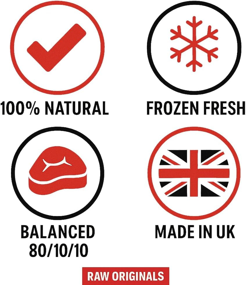 Raw Originals Chicken, Beef & Offal (CBO) Raw Dog Food Mince – 21Kg 46-460G Frozen Chubb Roll, Natural 80/10/10 Complete Meal, Grain Free, UK Made