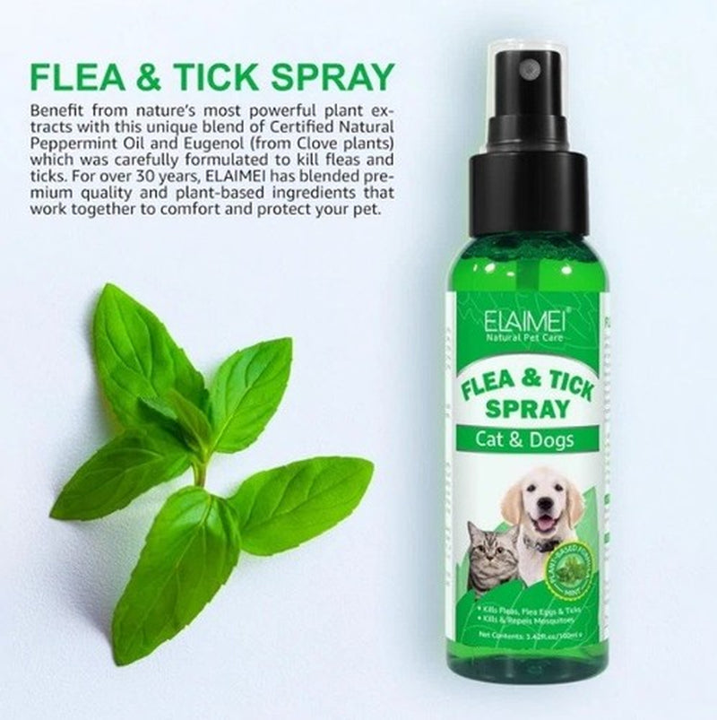 Flea & Tick Spray for Dogs & Cats 100Ml for Dry, Itchy & Irritated Skin -Natural