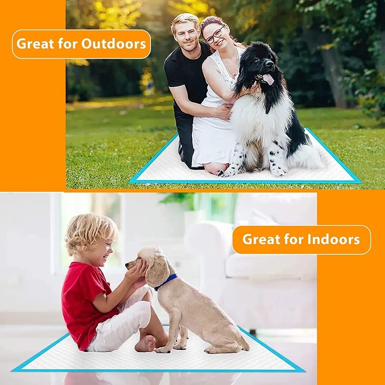 100 LARGE PUPPY TRAINING TRAINER PADS TOILET PEE WEE POO DOG CAT MATS 60 X 60Cm