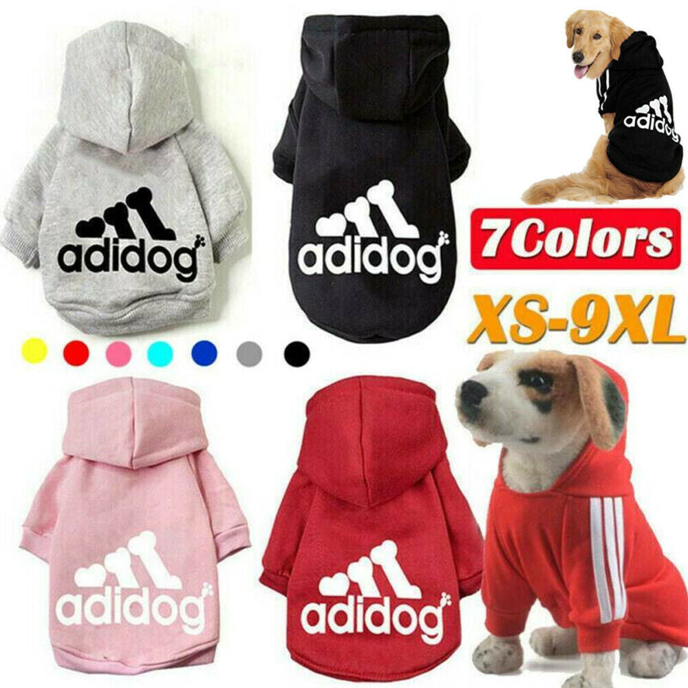 Pet Dog Clothes Winter Casual Adidog Warm Hoodie Coat Jacket Clothing XS~9XL UK