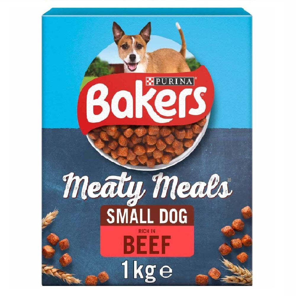 MEATY MEALS SMALL DOG - (1Kg) - Bakers Beef Adult Food Moist Chunks Pet Feed