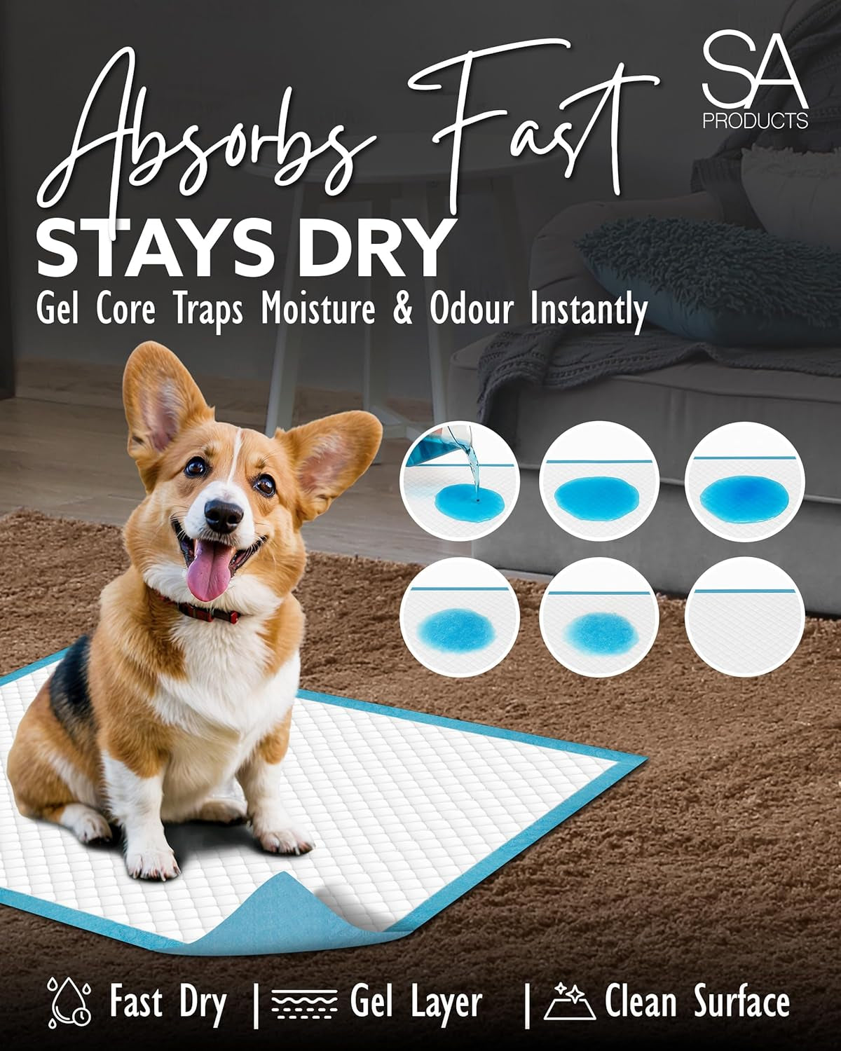 Puppy Pads 50 Pack, Super Absorbent Large Training Pads, Leak-Proof Heavy Duty Dog Pads, Puppy Training Pads (56 X 56Cm)