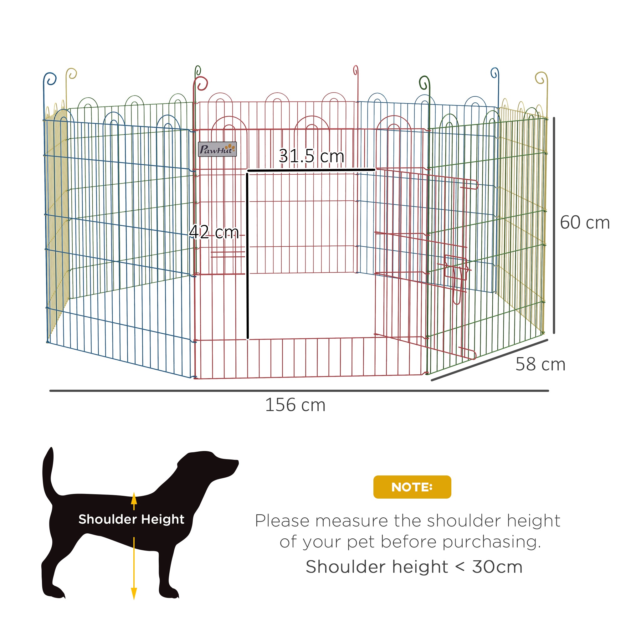 Pet Playpen, Puppy Pen Crate Kennel Exercise Fence W/ Door, Indoors and Outdoors