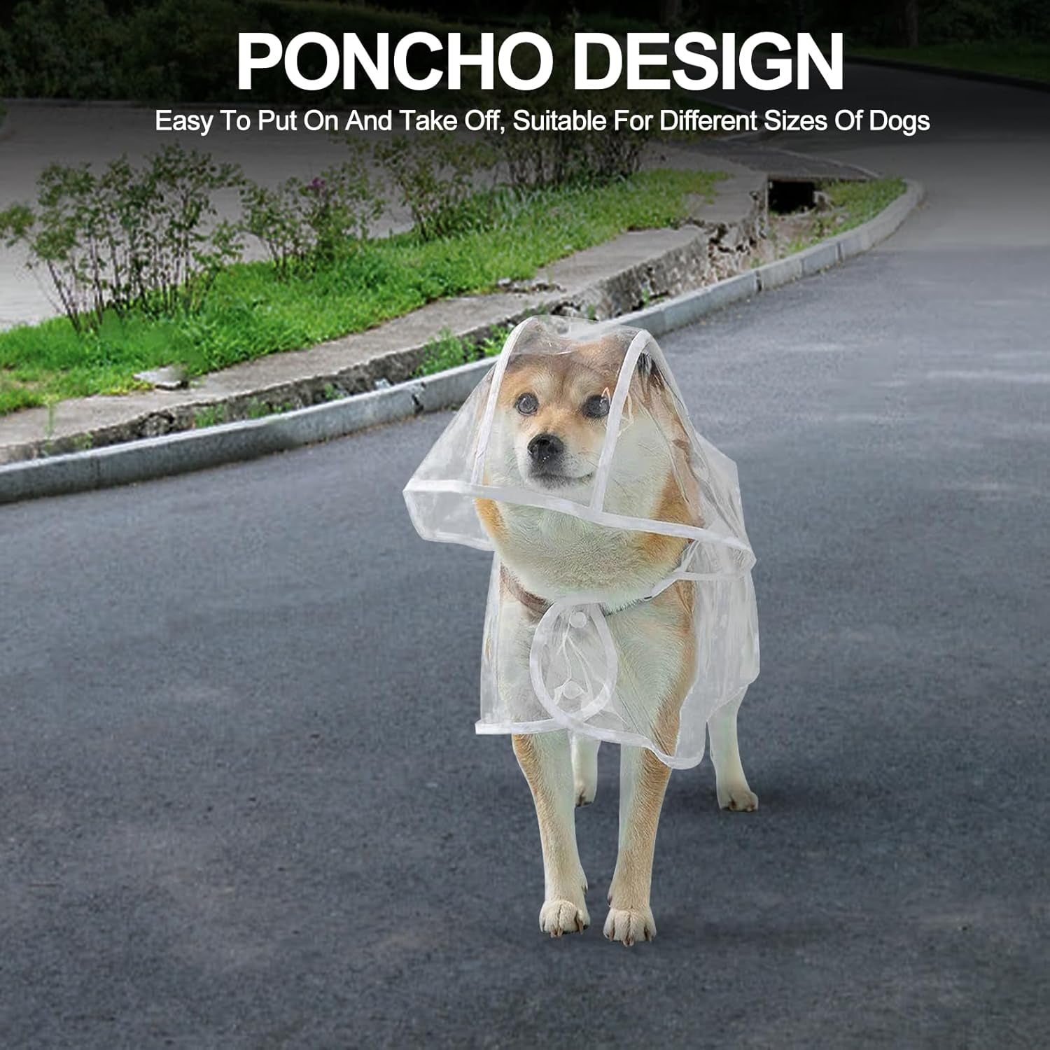 Waterproof Dog Raincoat – Adjustable Transparent Poncho with Hood – Lightweight & Portable Pet Rain Gear for Small to Medium Dogs